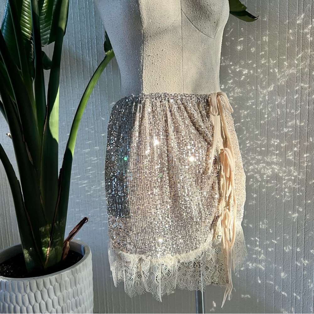 Free People Gold Rush half-slip miniskirt is sparkling in sequin